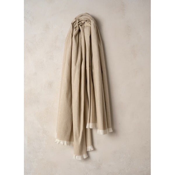 Gaiši bēšs pleds ar kokvilnu Euromant Linen, 140 x 160 cm-image-1