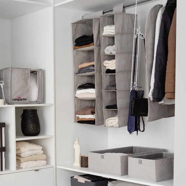 Piekaramais tekstila drēbju skapja organizators Oxford – Compactor-image-1