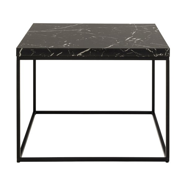 Melns žurnālgaldiņš ar marmora imitācijas galda virsmu 60x60 cm Barossa – Actona