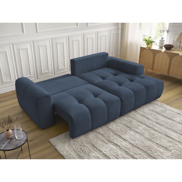 Zils salokāms stūra dīvāns no šenila auduma ar uzglabāšanas vietu  (ar labo stūri/ar zvilni) Roxelane – Bobochic Paris-image-4