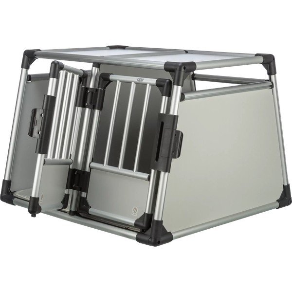 Sudraba krāsas mājdzīvnieku pārvadāšanas būris 69x95 cm Trixie M-L – Plaček Pet Products