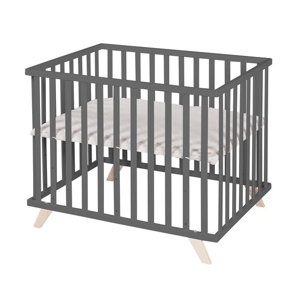 Tumši pelēka dižskābarža masīvkoka bērnu sētiņa 75x100 cm Lil Planet – Roba