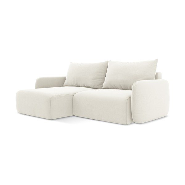 Krēmkrāsas samta salokāms stūra dīvāns ar uzglabāšanas vietu (ar kreiso stūri/ar zvilni) Kalena – Makamii-image-2