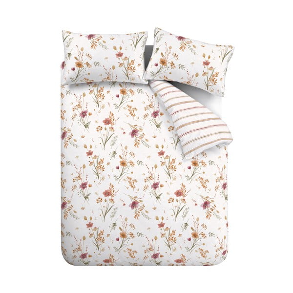 Balta vienvietīga kokvilnas gultas veļa 135x200 cm Harvest Flowers – Catherine Lansfield