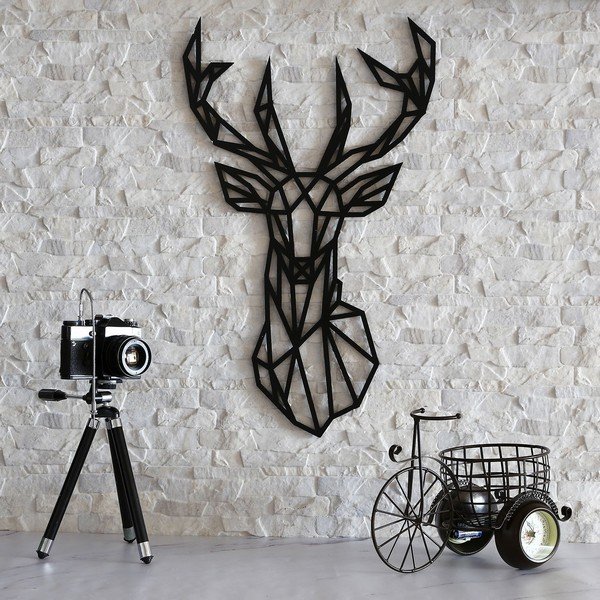 Melns sienas dekors Deer, 39 x 65 cm-image-1
