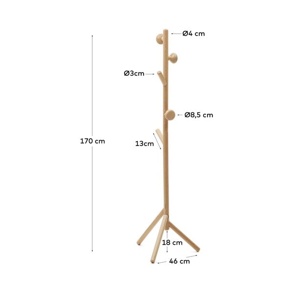 Dabīga toņa dižskābarža masīvkoka pakaramais 46x170 cm Nadue – Kave Home-image-4