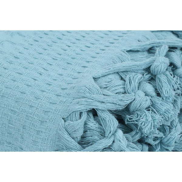 Zils kokvilnas divguļamās gultas pārklājs Mijolnir, 220 x 240 cm-image-1