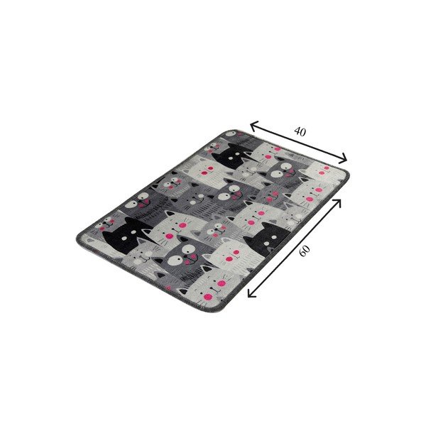 Pelēks vannas istabas paklājiņš 40x60 cm Meow – Foutastic-image-4