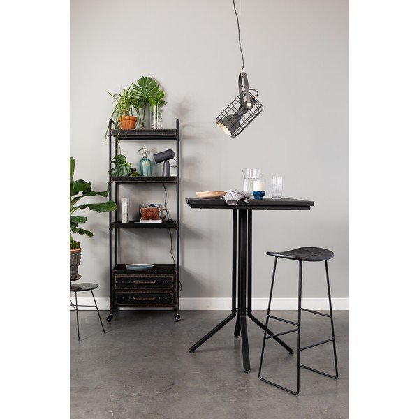 Melna tīkkoka masīvkoka bāra taburete (sēdekļa augstums 76 cm) Tangle – White Label-image-1