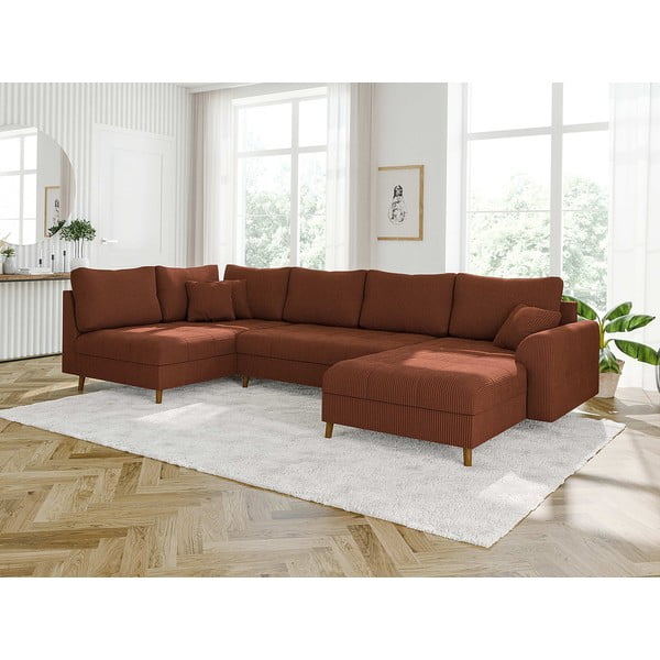 Ķieģeļu sarkans velveta stūra dīvāns (ar labo stūri) Ariella – Ropez-image-3