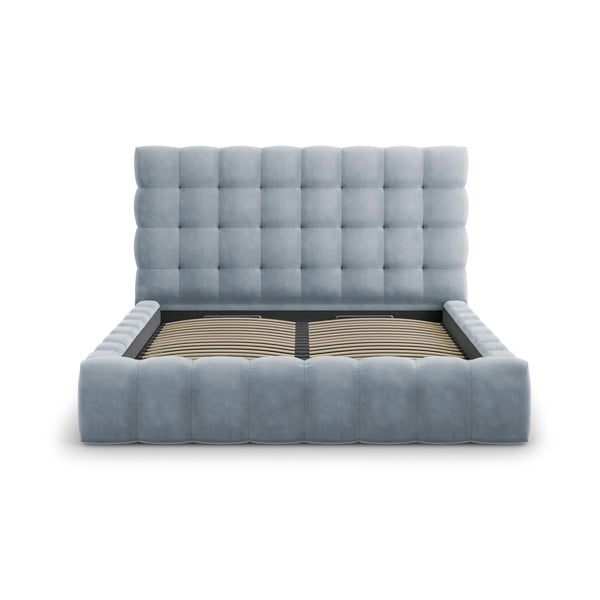 Gaiši zila polsterēta divvietīga gulta ar veļas kasti un režģi 180x200 cm Bali – Cosmopolitan Design-image-3