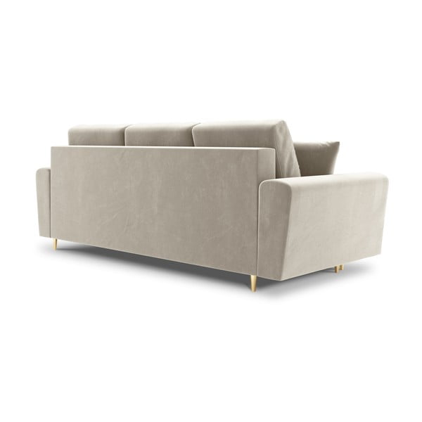 Bēšs samta salokāms dīvāns ar uzglabāšanas vietu 235 cm Kyoto – Cosmopolitan Design-image-3