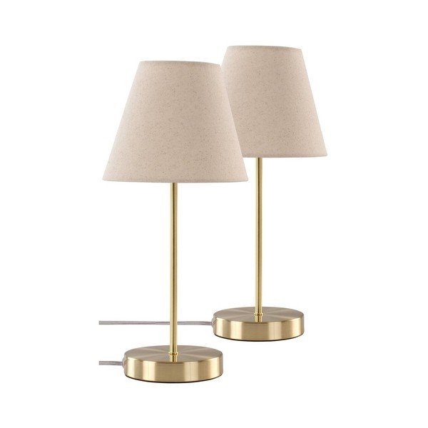 Bēša/misiņa krāsas tekstila galda lampa (augstums 39 cm) Lasse – Jotex
