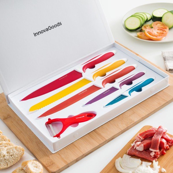 5 nerūsējošā tērauda nažu un skrāpja komplekts InnovaGoods Ceramic -image-4