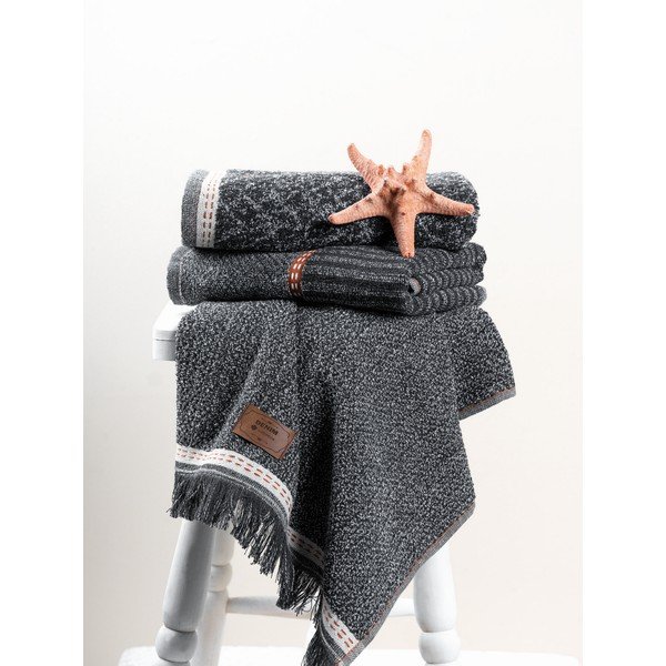 Antracīta pelēki dvieļi (3 gab.) 50x90 cm Denim – Foutastic-image-1