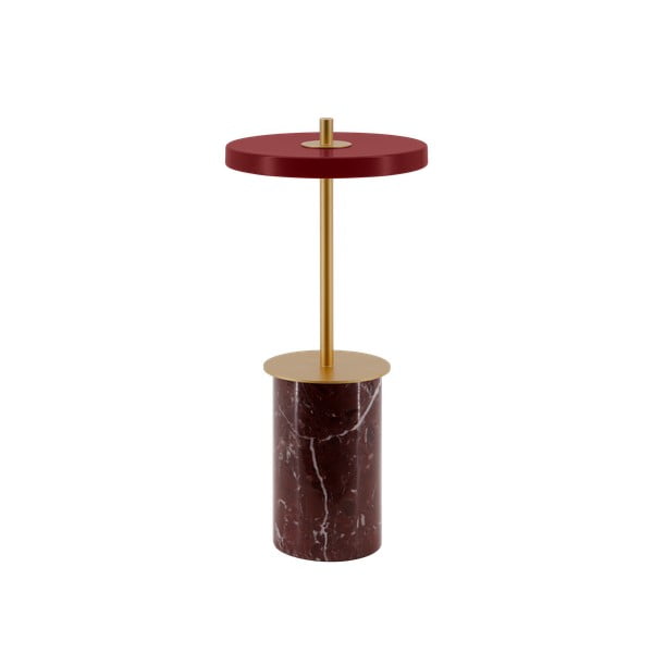 Sarkana marmora LED galda lampa ar regulējamu spilgtumu un metāla abažūru (augstums 25,5 cm) Asteria Move Mini – UMAGE
