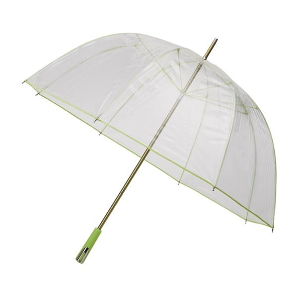 Caurspīdīgs vējdrošs golfa lietussargs ar zaļām detaļām Ambiance Birdcage Ribs, ⌀ 110 cm
