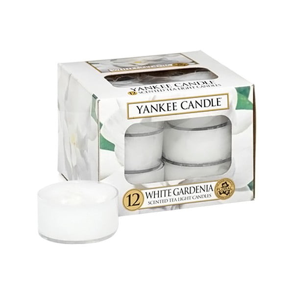 12 Yankee Candle White Gardenia aromātisko sveču komplekts, degšanas laiks 4 - 6 stundas