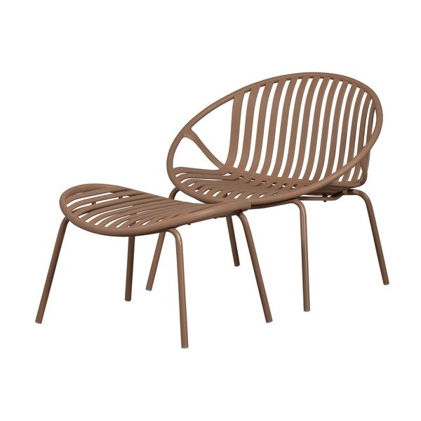 Rozā plastmasas dārza krēsls ar kāju soliņu Bruce – WOOOD