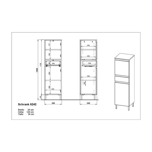 Balts augsts vannas istabas skapītis 34x120 cm Salinas – Germania-image-4