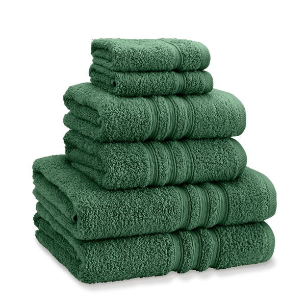 Tumši zaļi frotē kokvilnas dvieļi komplektā (6 gab.) Zero Twist – Catherine Lansfield