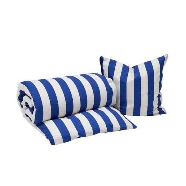Balta/zila vienguļamā kokvilnas gultas veļa 140x200 cm Shima – OYOY Living Design