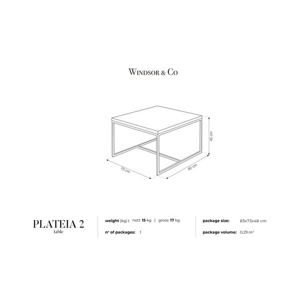 Kafijas galdiņš Windsor & Co Sofas Plateia, 80 x 70 cm-image-2