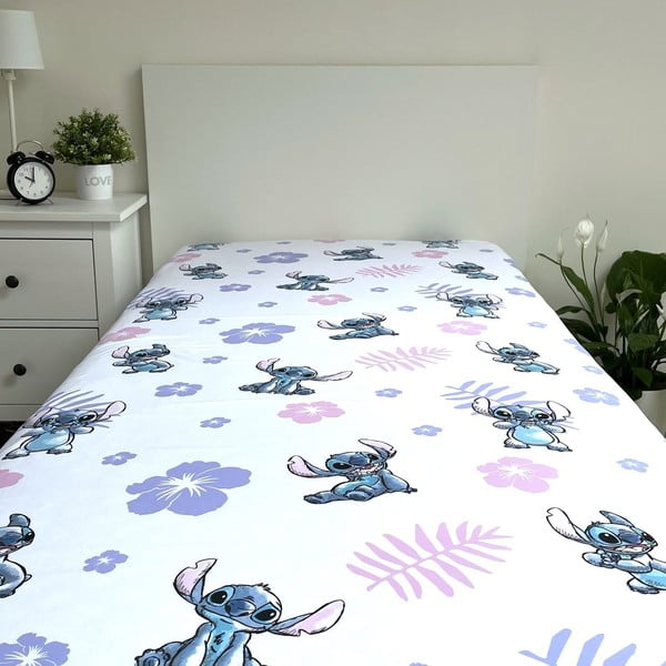 Vienguļamais kokvilnas bērnu palags ar gumiju 90x200 cm Lilo and Stitch – Jerry Fabrics-image-3