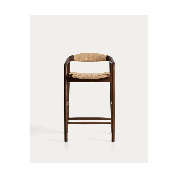 Brūns ozola masīvkoka bāra krēsls ar roku balstiem (sēdekļa augstums 65 cm) Derile – Kave Home-image-4