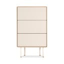 Balta/dabīga toņa ozola masīvkoka augsta kumode 60x100 cm Fina – Gazzda