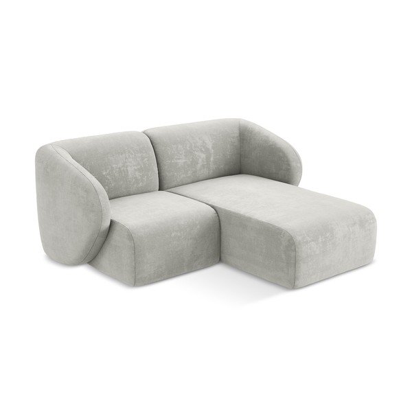 Gaiši pelēks stūra dīvāns no šenila auduma (ar labo stūri/ar zvilni) Lani – Makamii-image-2