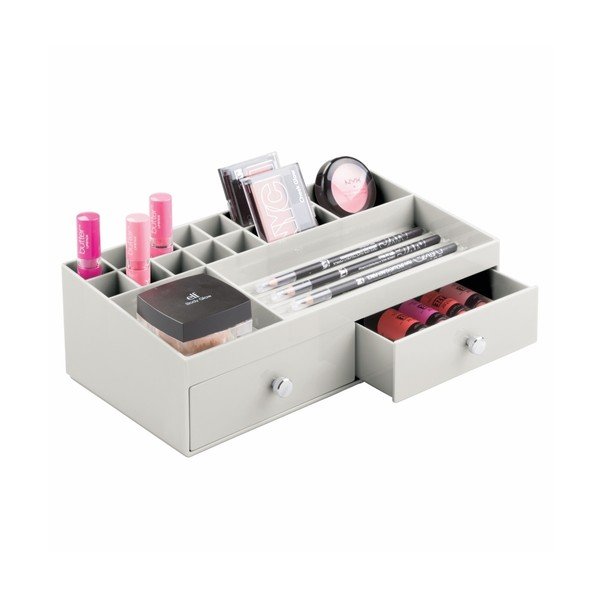 Balts organizators ar 2 atvilktnēm InterDesign Cosmetic Plus-image-1
