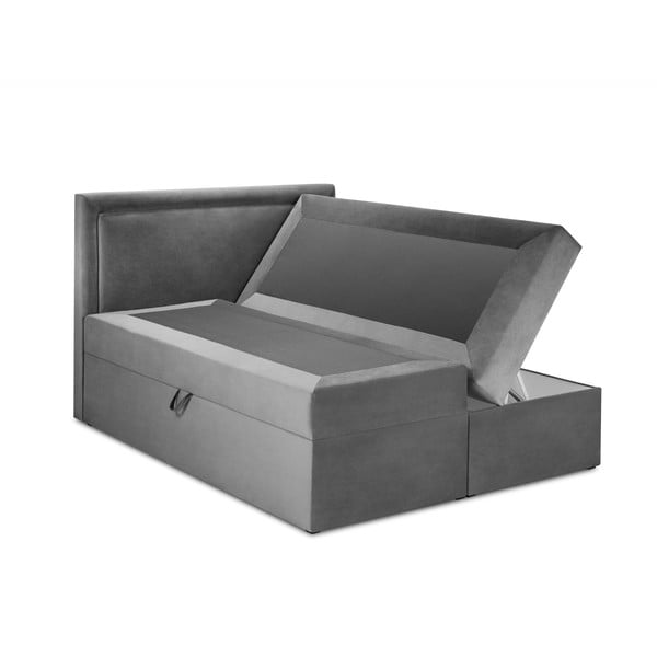 Pelēka samta divguļamā gulta Mazzini Beds Yucca, 200 x 200 cm-image-4