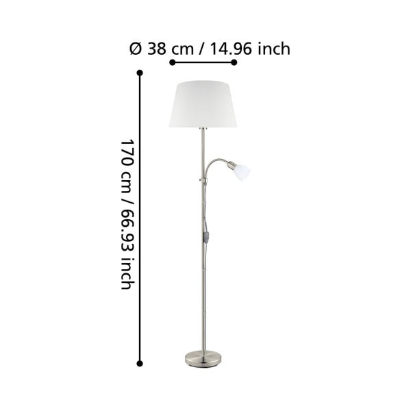 Pelēka stāvlampa ar stikla/auduma abažūru (augstums 170 cm) CONESA – EGLO-image-3