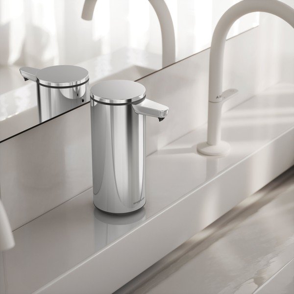 Spīdīgas sudraba krāsas tērauda automātisks ziepju dozators 266 ml – simplehuman-image-1