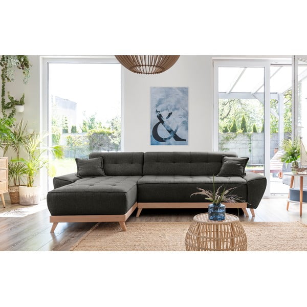 Tumši pelēks izlaižams stūra dīvāns ar glabāšanas vietu Miuform Dazzling Daisy-image-1