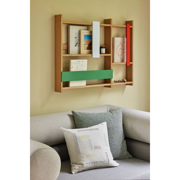 Dabīga toņa daudzlīmeņu sienas plaukts ar ozolkoka imitāciju 110 cm Arki – Hübsch-image-1