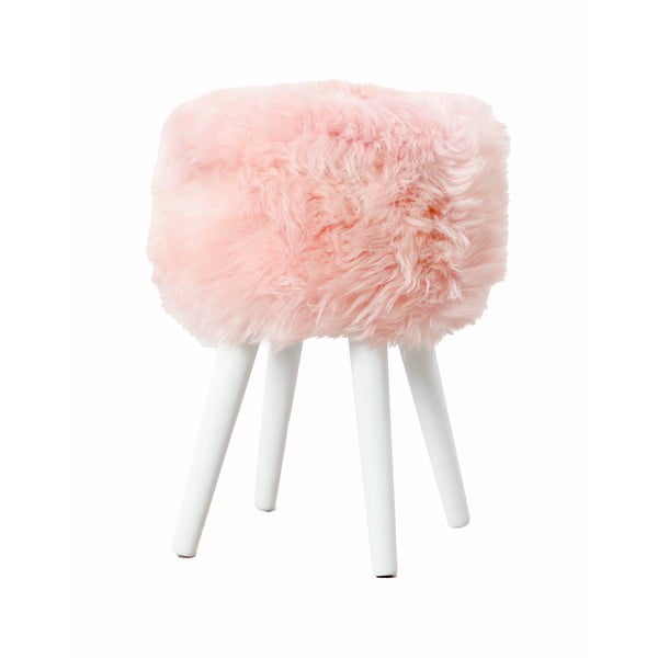Krēsls ar rozā aitādas sēdekli Native Natural White, ⌀ 30 cm