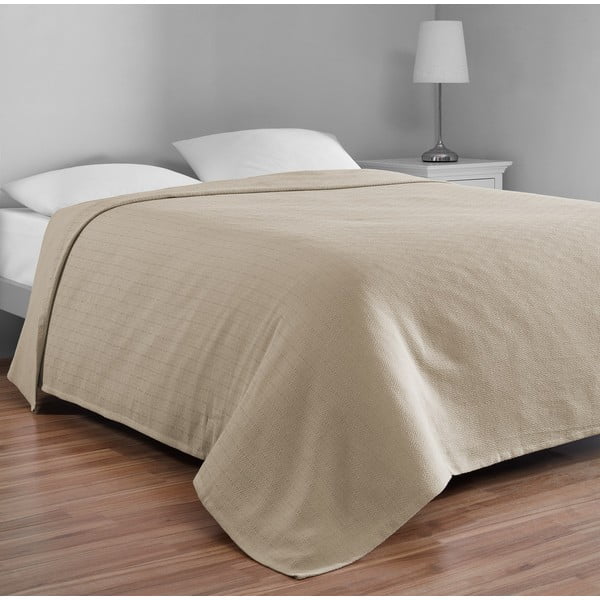 Bēšs kokvilnas gultas pārklājs divguļamai gultai 200x230 cm Serenity – Mijolnir