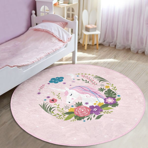 Rozā bērnu paklājs ø 100 cm Comfort – Mila Home-image-3
