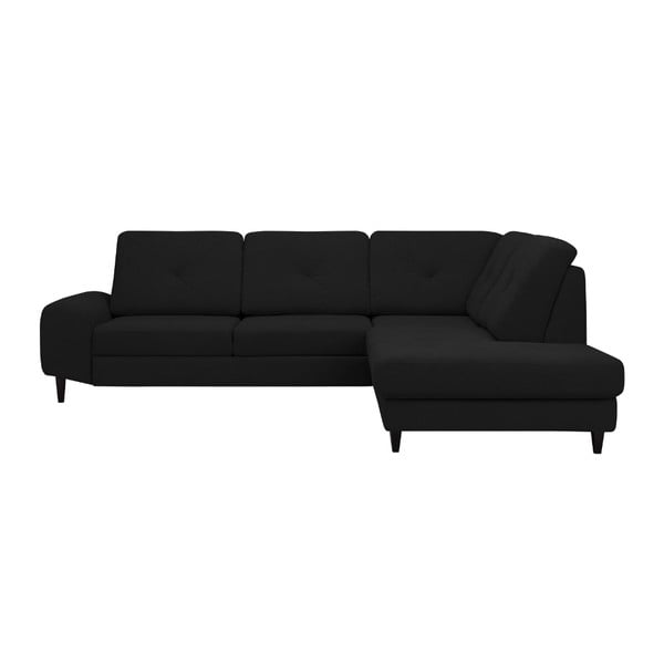 Melns stūra dīvāns ar glabāšanas vietu Windsor & Co Dīvāni, labais stūris Beta