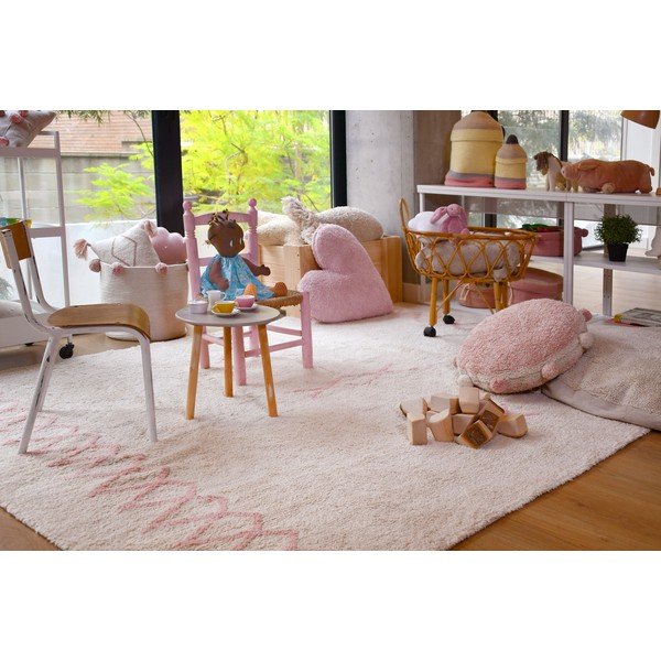 Rozā/krēmkrāsas mazgājams/ar rokām darināts kokvilnas paklājs 170x240 cm Atlas Natural – Lorena Canals-image-1