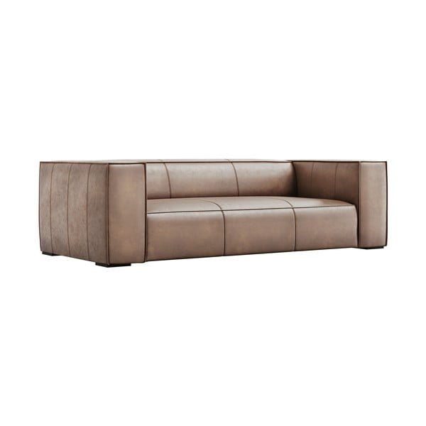 Gaiši brūns ādas dīvāns 227 cm Madame – Windsor & Co Sofas-image-2