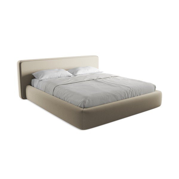 Bēša polsterēta divvietīga gulta ar veļas kasti un redelēm 180x200 cm Kiana – Makamii-image-2