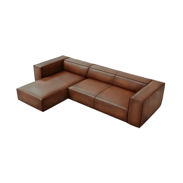 Konjaka brūnas ādas stūra dīvāns (kreisais stūris) Madame – Windsor & Co Sofas-image-2