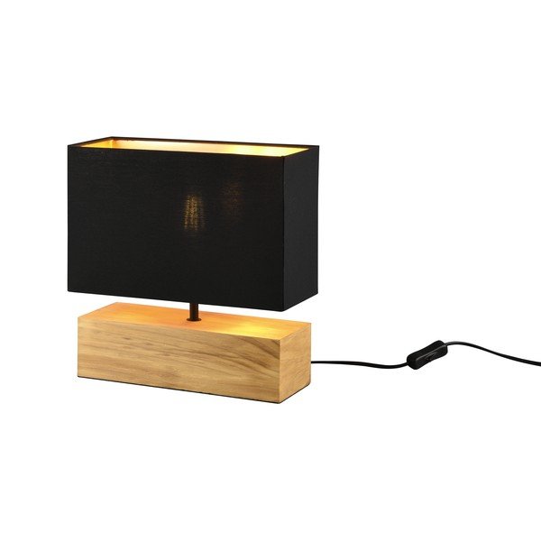 Melna/dabīga toņa galda lampa ar auduma abažūru (augstums 30 cm) Woody – Reality-image-1