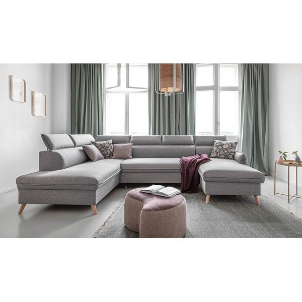 Gaiši pelēks salokāms stūra dīvāns (ar kreiso stūri) Sweet Harmony – Miuform-image-1