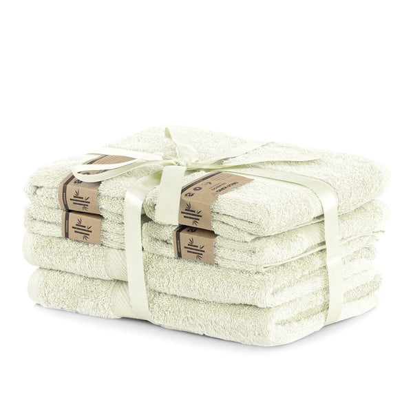 2+4 gaišu smilškrāsas dvieļu komplekts DecoKing Bamby Ecru-image-1