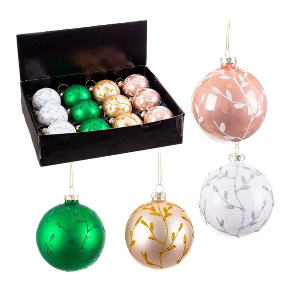 Stikla Ziemassvētku eglītes rotājumi (12 gab.) – Casa Selección-image-1