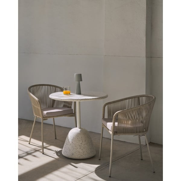 Balts teraco cementa apaļš ēdamgalds ø 70 cm Saura – Kave Home-image-2